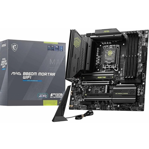Материнская плата MSI MAG B860M MORTAR WIFI (LGA1851/B860/4xDDR5/PCI-Ex16/3xM.2/Wi-Fi/BT/SB/GLAN/DP/HDMI/Type-C/mATX)