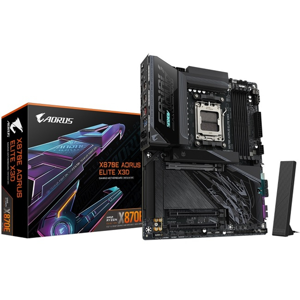 Материнская плата GIGABYTE X870E AORUS ELITE X3D (AM5/AMD X870E/4xDDR5/3xPCI-Ex16/4xM.2/SB/Wi-Fi /BT/GLAN/HDMI/ATX)