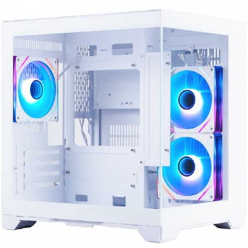 Корпус Mini-Tower 1STPLAYER MEGAVIEW MV5-TP ARGB, Micro-ATX, белый (MV5-TP-WH-2FC7R-W-1FC7-W)