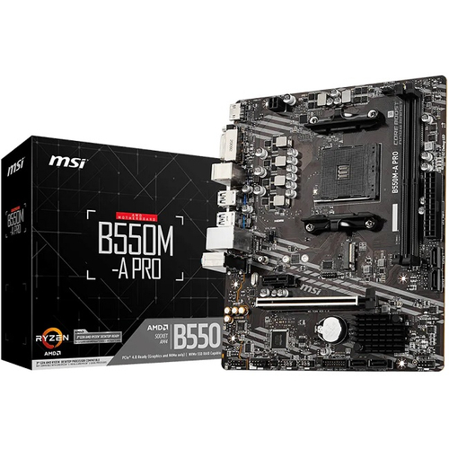 Материнская плата MSI B550M-A PRO (AM4/AMD B550/2xDDR4/PCI-Ex16/M.2/SB7.1/GLAN/HDMI/DVI/mATX)