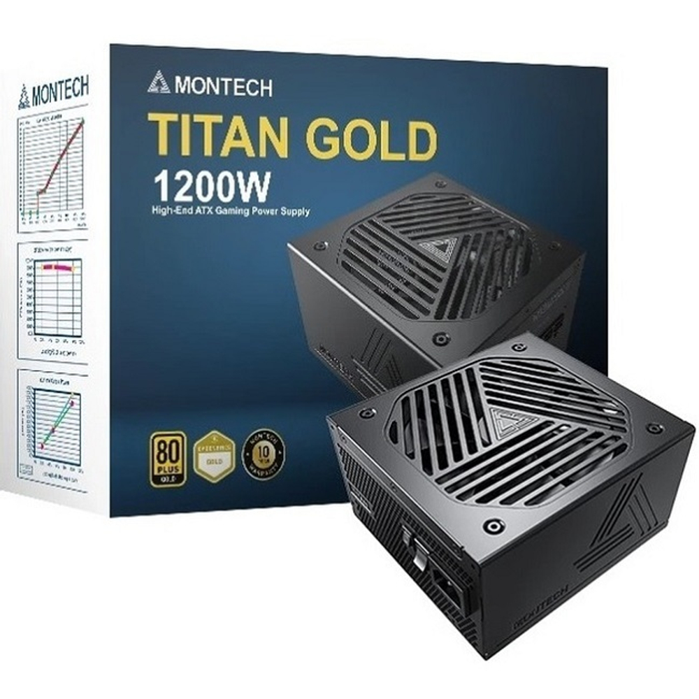 Блок питания Montech 1200W TITAN GOLD Black, модульный, 16 Pin PCIe 5.0, 80 PLUS Gold (TIS0126)