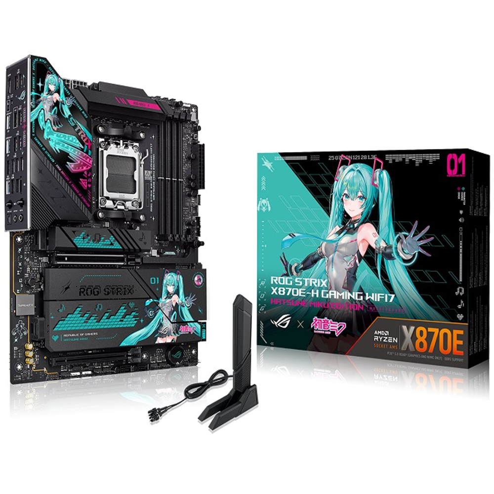 Материнская плата ASUS ROG STRIX X870E-H GAMING MIKU WIFI7 (rev 1.1) (AM5/AMD X870E/4xDDR5/2xPCI-Ex16/M.2/WiFi/HDMI/ATX)