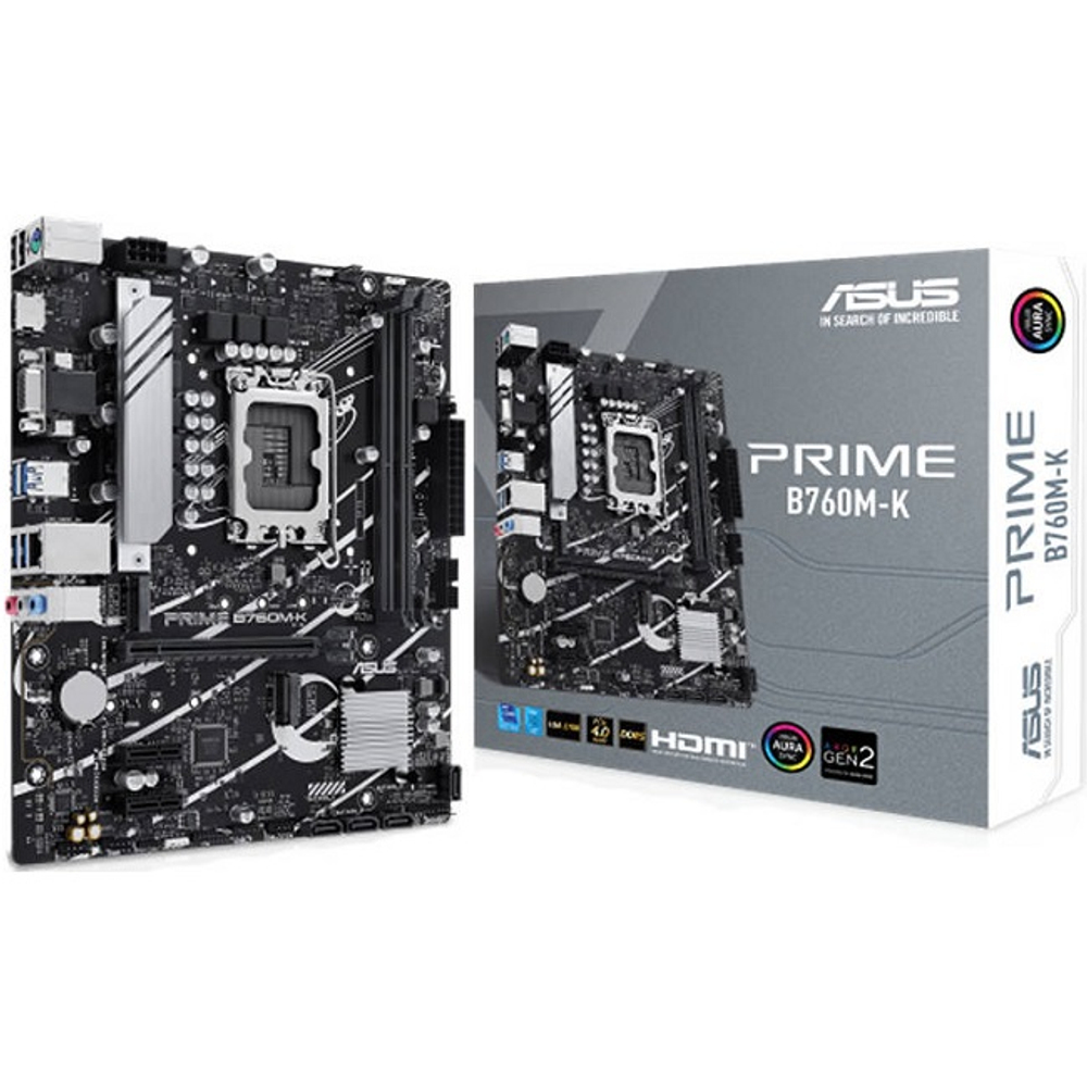 Материнская плата ASUS PRIME B760M-K, LGA1700/B760/2xDDR5/PCI-Ex16/2xM.2/SB7.1/GLAN/HDMI/VGA/mATX (90MB1FI0-M1EAY0)