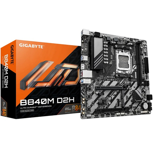Материнская плата GIGABYTE B840M D2H (AM5/AMD B840/2xDDR5/2xPCI-Ex16/2xM.2/SB7.1/GLAN/HDMI/mATX)