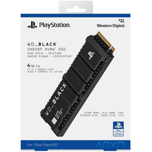 Жесткий диск SSD M.2 4Tb Western Digital WD Black SN850P для PS5, 7300/6600MBs, 2280, PCI-E 4.0 x4 (WDBBYV0040BNC-WRSN)