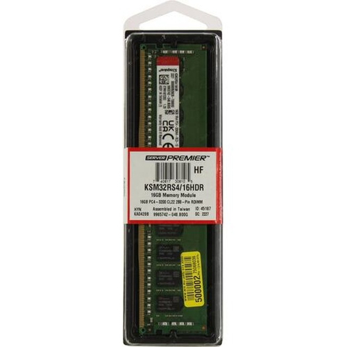 Серверная оперативная память DIMM DDR4 16Gb, 3200Mhz, Kingston ECC REG, CL22, 1.2V (KSM32RS4/16HDR)