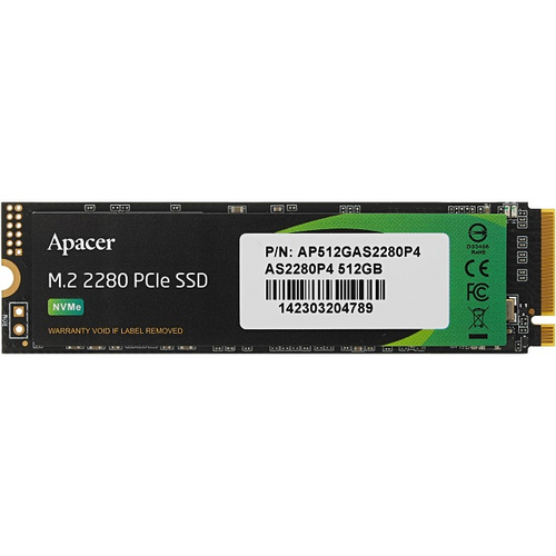 Жесткий диск SSD M.2 512Gb Apacer AS2280P4, 2100/1500MBs, TLC 3D NAND, 2280, PCI-E 3.0x4 (AP512GAS2280P4-1)