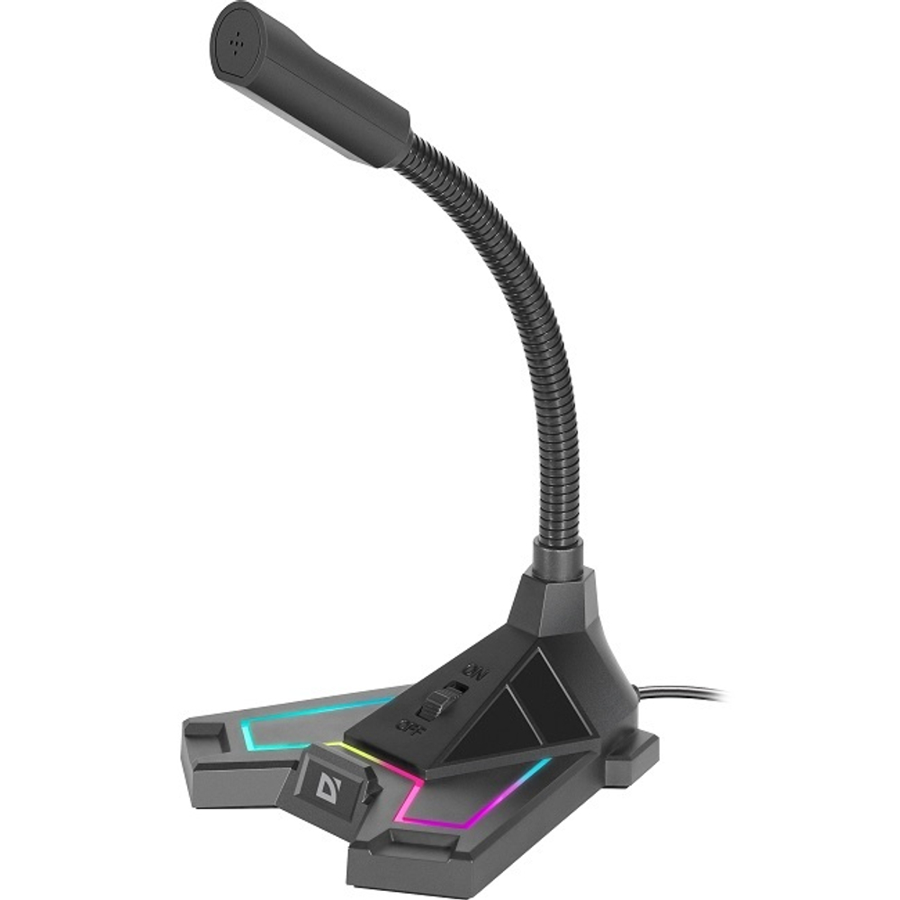 Микрофон Defender Pitch GMC 200, RGB, USB/3,5 мм,  1.5 м, черный (64620)