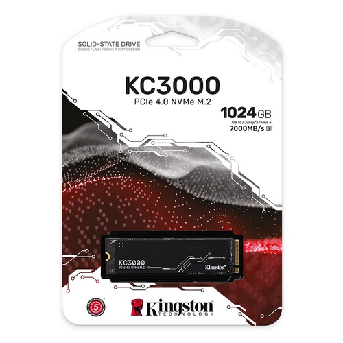 Жесткий диск SSD M.2 1Tb Kingston KC3000, 7000/6000MBs, 1000000 IOPS, TLC 3D NAND, 2280, PCI-E 4.0 x4 (SKC3000S/1024G)