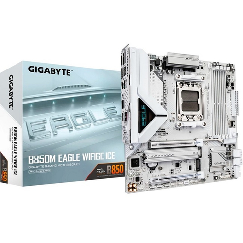 Материнская плата GIGABYTE B850M EAGLE WIFI6E ICE (AM5/AMD B850/2xDDR5/2xPCI-Ex16/2xM.2/SB7.1/Wi-Fi/BT/GLAN/HDMI/ATX)