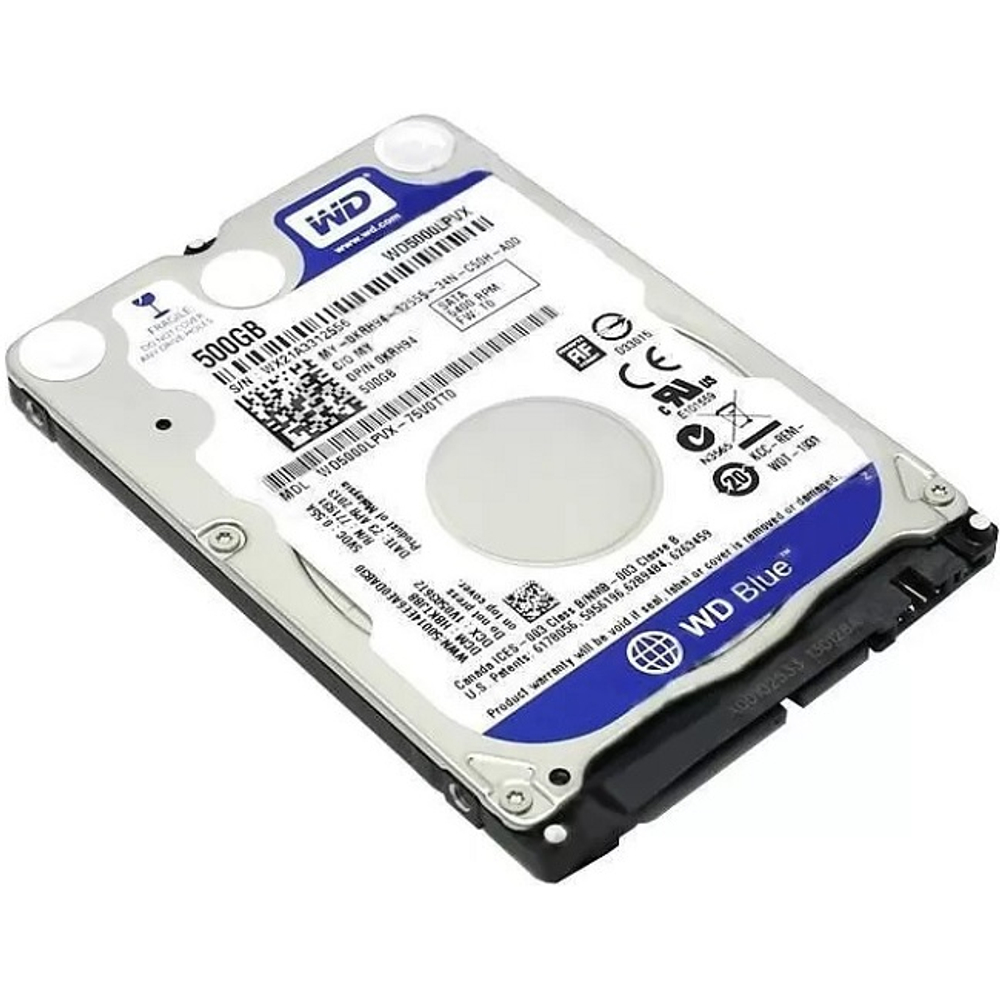 Жесткий диск HDD 2.5" 500Gb, SATA-III, Western Digital, 16mb, 5400rpm, WD Blue Mobile (WD5000LPCX)
