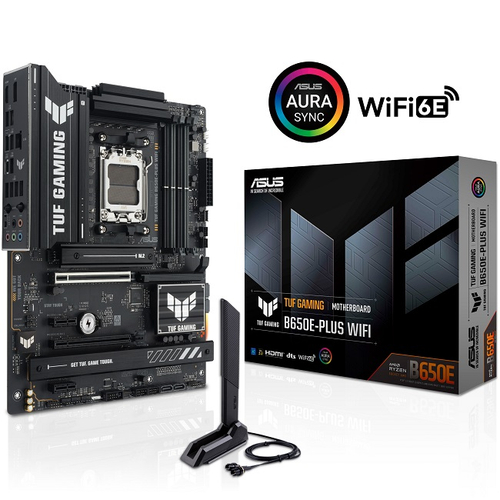 Материнская плата ASUS TUF GAMING B650E-PLUS WIFI (AM5/AMD B650E/4xDDR5/2xPCI-Ex16/3xM.2/SB7.1/Wi-Fi/BT/HDMI/DP/ATX)
