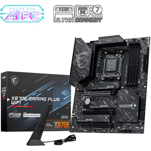 Материнская плата MSI X870E GAMING PLUS WIFI (AM5/X870E/4xDDR5/3xPCI-Ex16/3xM.2/SB/Wi-Fi/BT/GLAN/HDMI/ATX)
