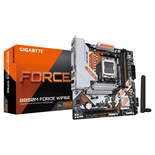Материнская плата GIGABYTE B850M FORCE WIFI6E (AM5/AMD B850/2xDDR5/2xPCI-Ex16/3xM.2/SB7.1/Wi-Fi/BT/GLAN/DP/HDMI/mATX)