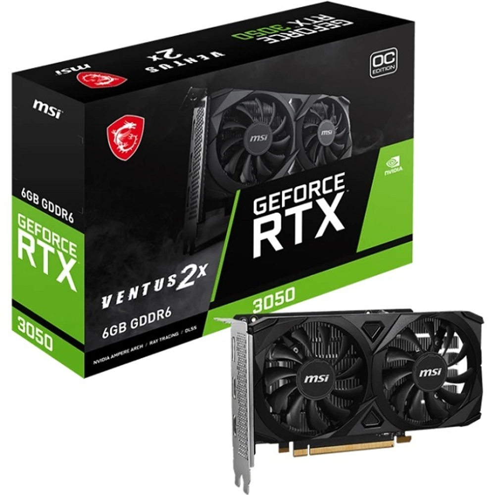 Видеокарта MSI GeForce RTX 3050 VENTUS 2X E OC 6GB (RTX 3050 VENTUS 2X E 6G OC)