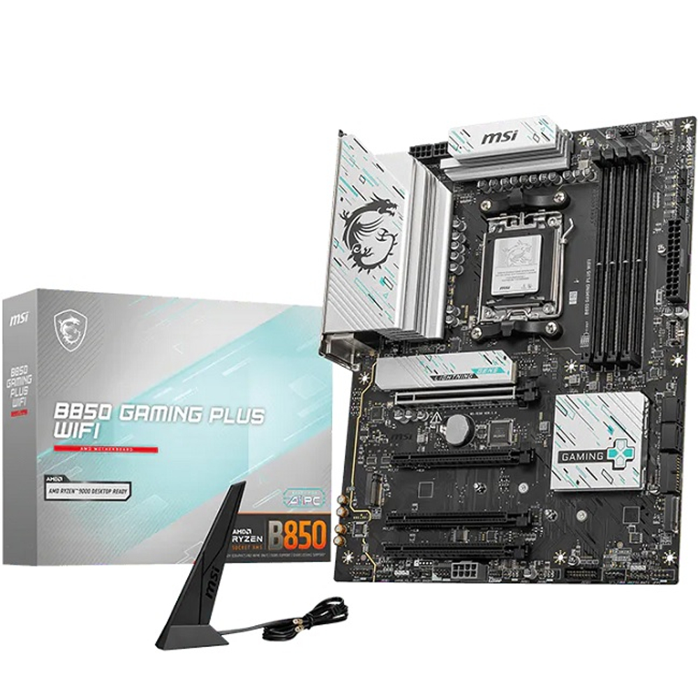 Материнская плата MSI B850 GAMING PLUS WIFI (AM5/AMD B850/4xDDR5/4xPCI-Ex16/3xM.2/SB7.1/Wi-Fi/BT/GLAN/DisplayPort/ATX)