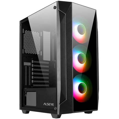 Корпус Midi-Tower ALSEYE Phantom 1.0-BK ARGB, ATX, черный (AS.07.0001)