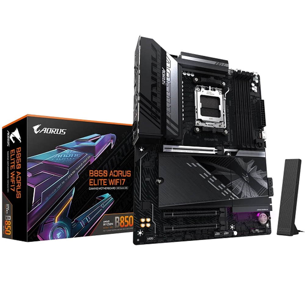 Материнская плата GIGABYTE B850 AORUS ELITE WIFI7 (AM5/AMD B850/4xDDR5/3xPCI-Ex16/3xM.2/SB7.1/Wi-Fi/BT/GLAN/DP/HDMI/ATX)