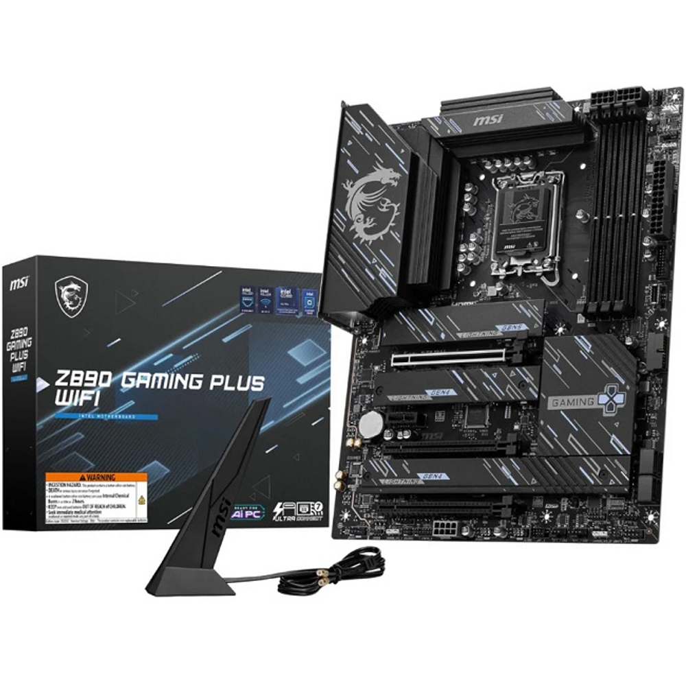 Материнская плата MSI Z890 GAMING PLUS WIFI (LGA1851/Z890/4xDDR5/3xPCI-Ex16/4xM.2/Wi-Fi/BT/GLAN/DP/HDMI/USB Type C/ATX)