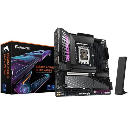 Материнская плата GIGABYTE B860M AORUS ELITE WIFI6E (LGA1851/B860/4xDDR5/2xPCI-Ex16/3xM.2/SB/Wi-Fi/BT/GLAN/DP/HDMI/mATX)