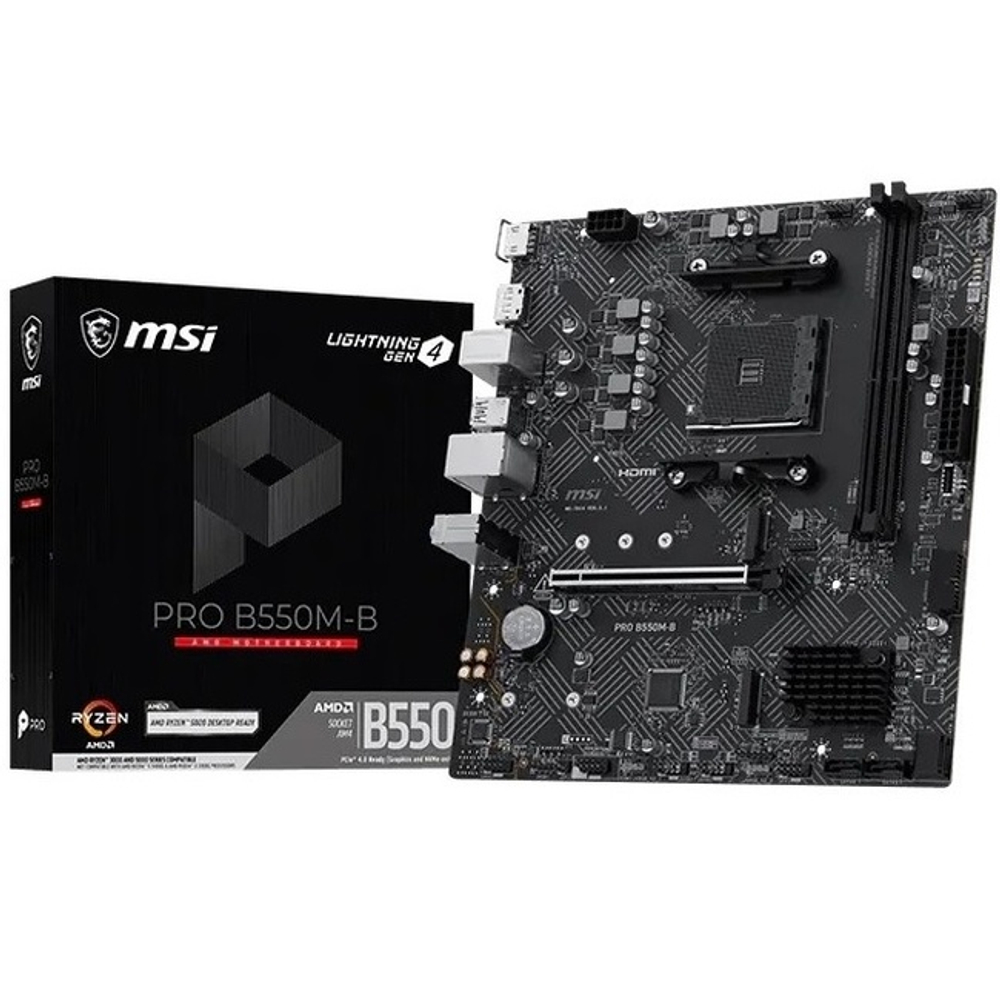 Материнская плата MSI PRO B550M-B (AM4/AMD B550/2xDDR4/PCI-Ex16/2xM.2/SB7.1/GLAN/DisplayPort/HDMI/ATX)