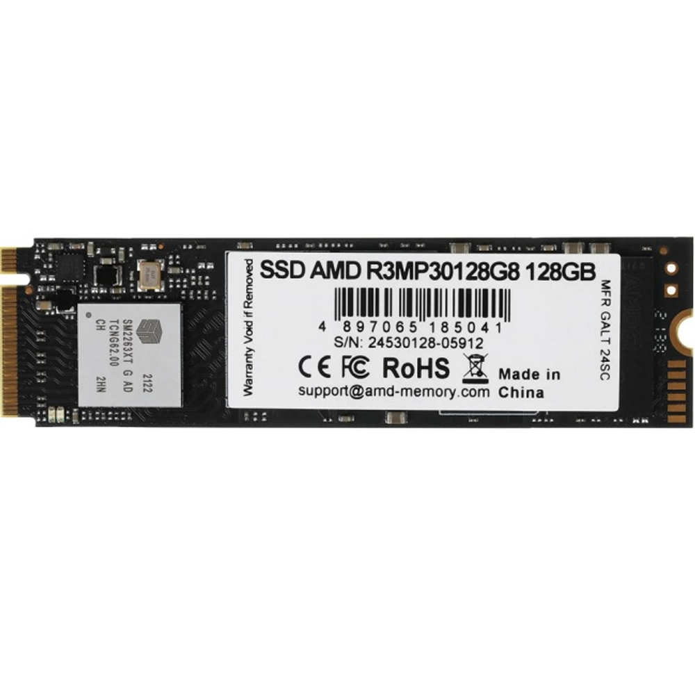 Жесткий диск SSD M.2 128Gb AMD R3, 1800/1250MBs, 90000 IOPS, 3D TLC NAND, 2280, PCI-E 3.0x4 (R3MP30128G8)