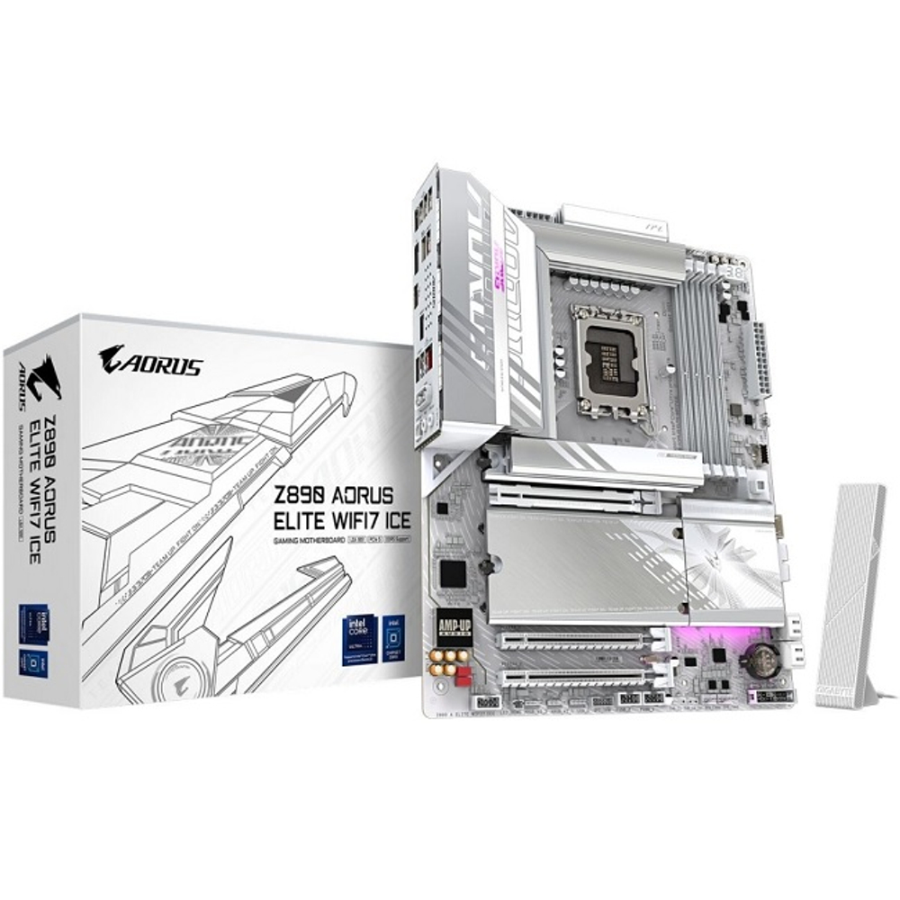 Материнская плата GIGABYTE Z890 AORUS ELITE WIFI7 ICE (LGA1851/Z890/4xDDR5/3xPCI-Ex16/4xM.2/Wi-Fi/BT/GLAN/DP/HDMI/ATX)