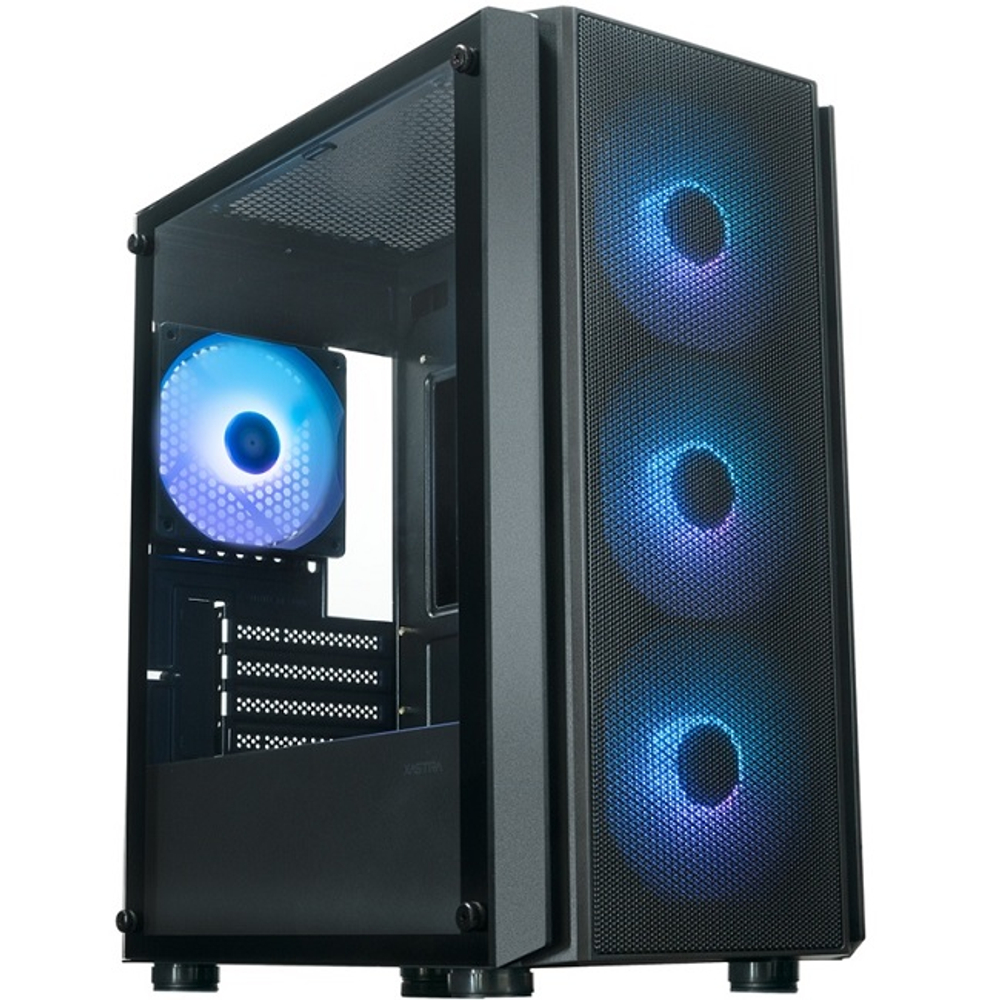 Корпус Mini-Tower XASTRA A402M 4ARGB-C6 TG, Micro-ATX, черный (A402M-4FC12A-BK-C6)