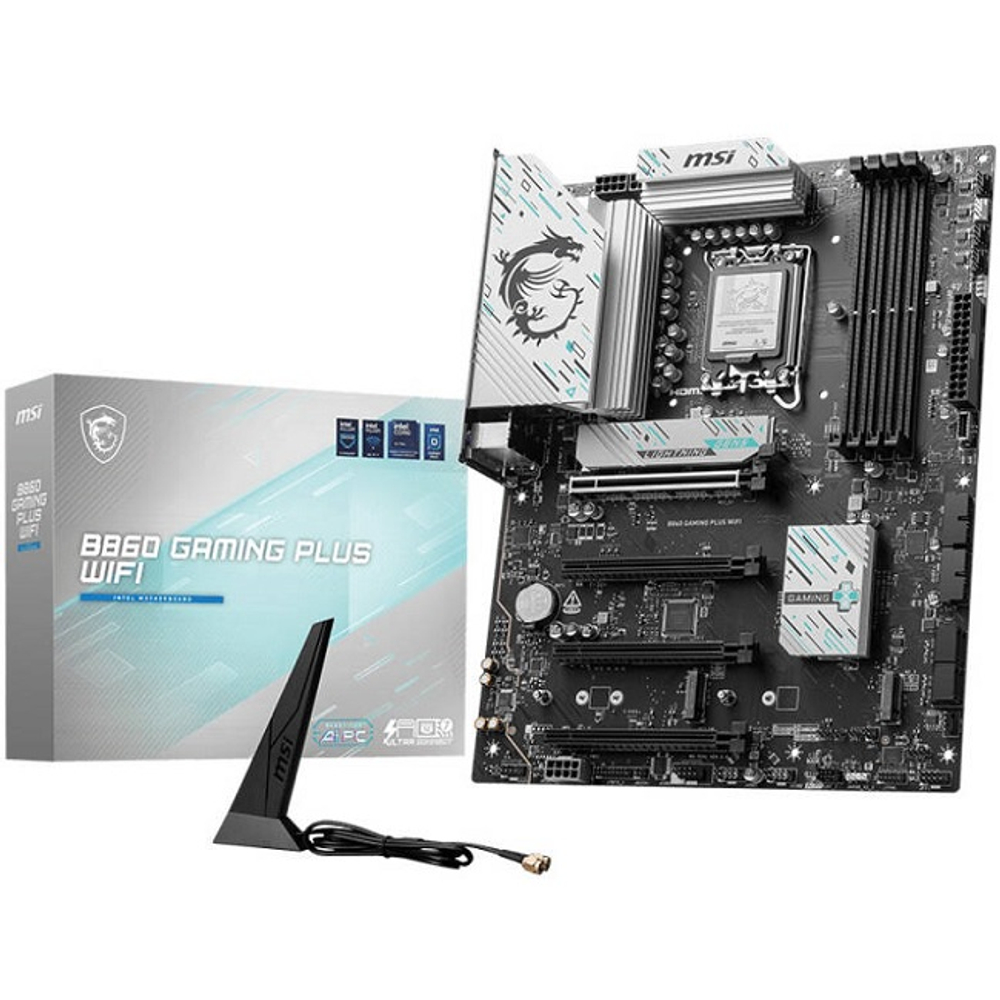 Материнская плата MSI B860 GAMING PLUS WIFI (LGA1851/B860/4xDDR5/4xPCI-Ex16/3xM.2/Wi-Fi/BT/SB/GLAN/DP/HDMI/ATX)