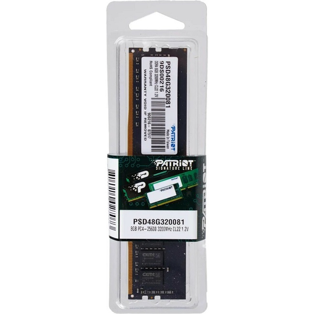Модуль памяти DIMM DDR4 8Gb, 3200Mhz, Patriot Signature (PSD48G320081)