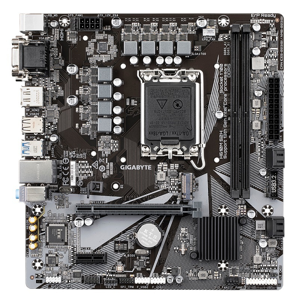 Материнская плата Gigabyte H610M S2H (LGA1700/H610/2xDDR5/PCI-E3.0x1/PCI-E4.0x16/M.2/SB7.1/GLAN/DisplayPort/HDMI/mATX)