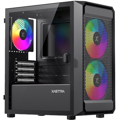 Корпус Mini-Tower XASTRA A303M 3ARGB TG, Micro-ATX, черный (A303M-2FC14A-1FC12A-D)