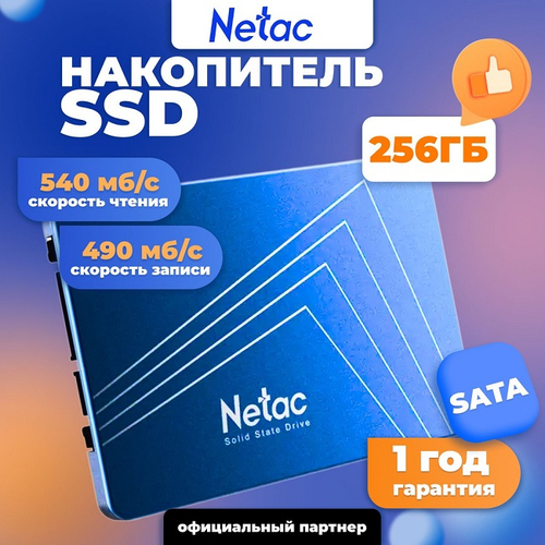 Жесткий диск SSD 2.5" 256Gb Netac N600S, 560/520MBs, 80000 IOPS, TLC 3D NAND, SATA-III (NT01N600S-256G-S3X)