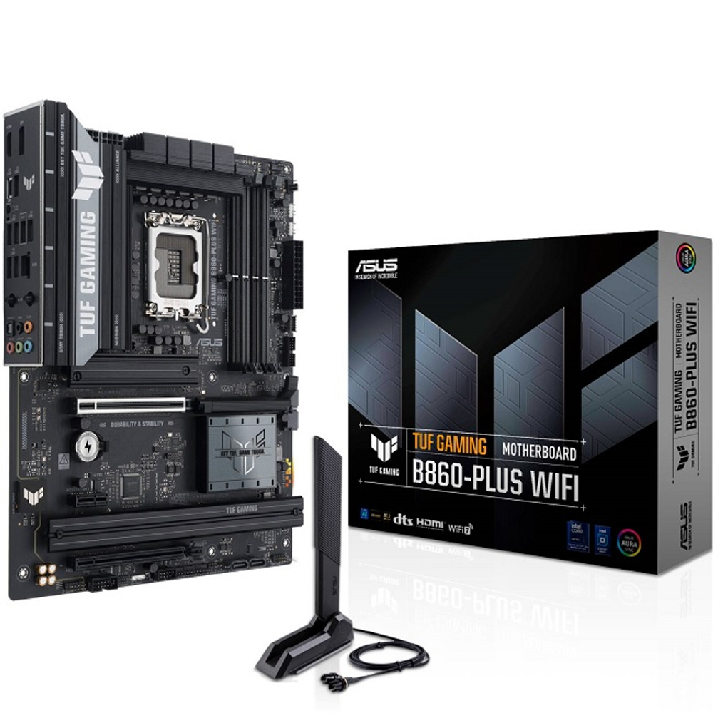 Материнская плата ASUS TUF GAMING B860-PLUS WIFI (LGA1851/B860/4xDDR5/2xPCI-Ex16/3xM.2/Wi-Fi/BT/SB7.1/GLAN/HDMI/DP/ATX)