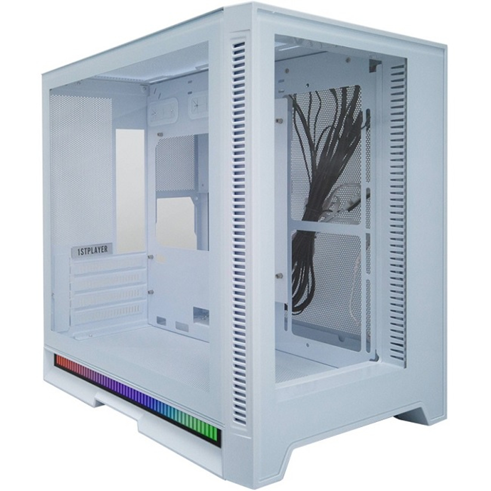 Корпус Mini-Tower 1STPLAYER STEAM PUNK SP6 TG, Micro-ATX, белый (SP6-G-WH)