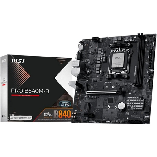 Материнская плата MSI PRO B840M-B (AM5/AMD B840/2xDDR5/PCI-Ex16/2xM.2/SB/GLAN/HDMI/VGA/mATX)