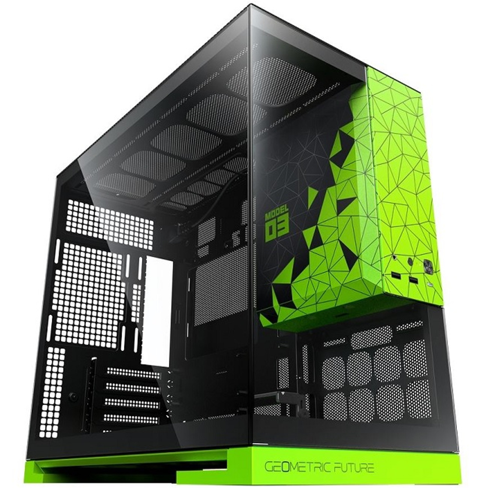 Корпус Mini-Tower Geometric Future Model 3 Black Green, Micro-ATX, черный/зеленый (1AM3NZGB00100)