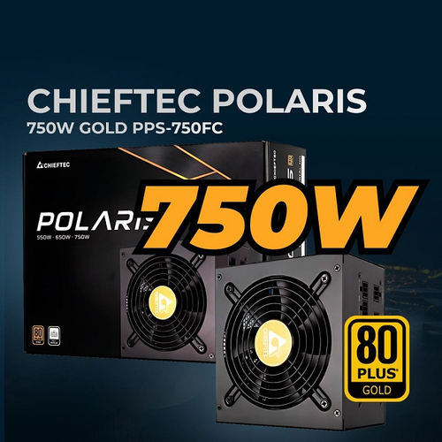 Блок питания Chieftec 750W Polaris, модульный, 120 мм, 80 PLUS Gold (PPS-750FC)