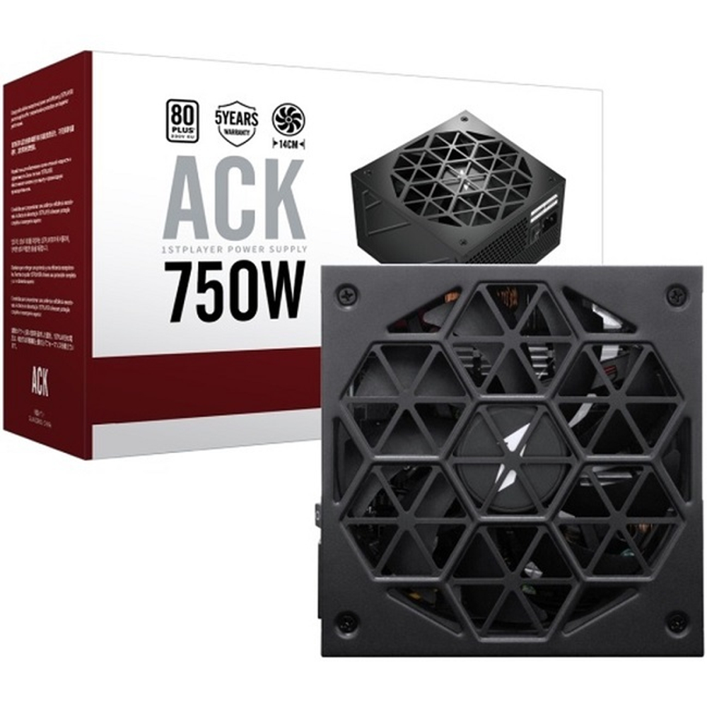 Блок питания 1STPLAYER 750W ACK SILVER, 140 мм, PCIe 5.0, 80 PLUS Silver (HA-750BA7-BK)