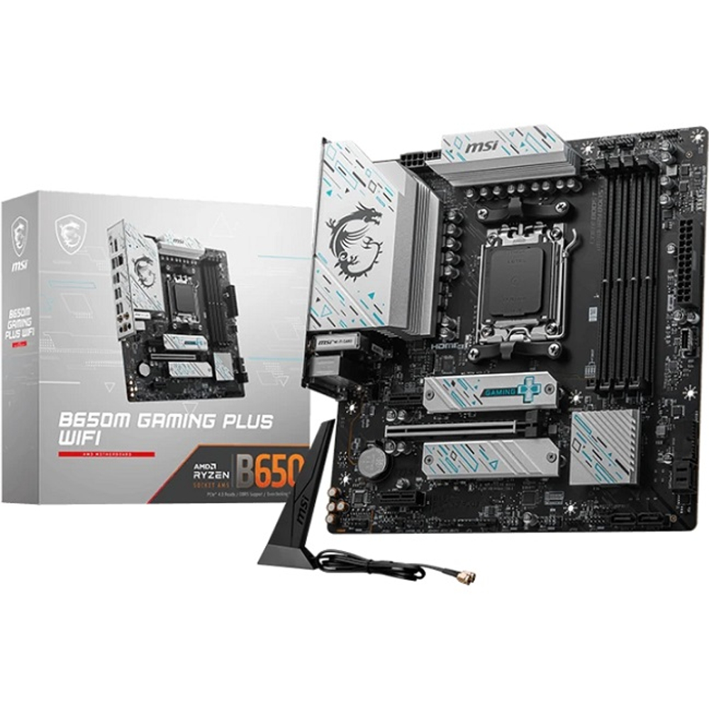 Материнская плата MSI B650M GAMING PLUS WIFI (Socket AM5/AMD B650/4xDDR5/PCI-Ex16/2xM.2/SB/Wi-Fi/BT/GLAN/DP/HDMI/mATX)