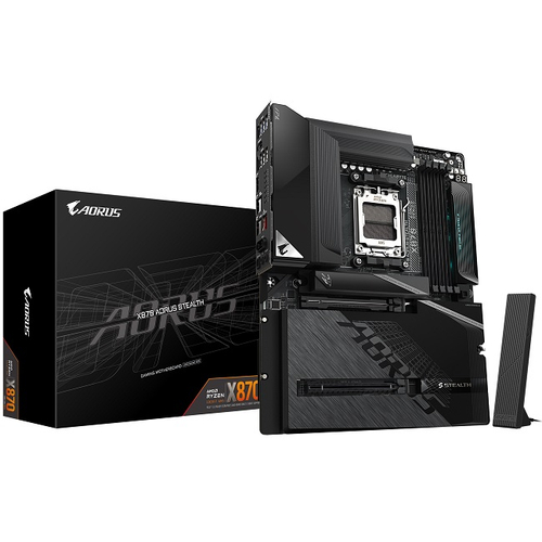 Материнская плата GIGABYTE X870 AORUS STEALTH (AM5/AMD X870/4xDDR5/2xPCI-Ex16/4xM.2/SB/Wi-Fi /BT/GLAN/HDMI/ATX)