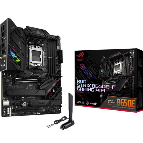 Материнская плата ASUS ROG STRIX B650E-F GAMING WIFI (AM5/AMD B650E/4xDDR5/2xPCI-Ex16/3xM.2/SB7.1/Wi-Fi/BT/HDMI/DP/ATX)