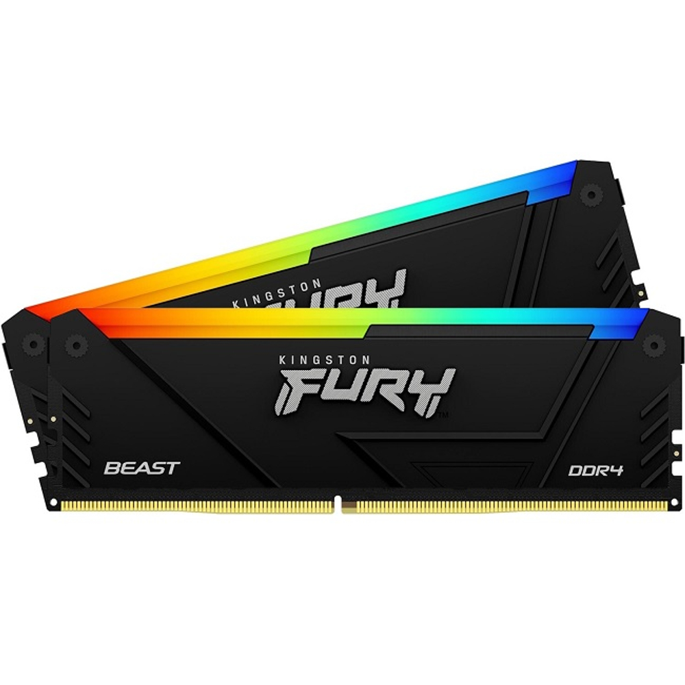Модуль памяти DIMM DDR4 64GB, 3200Mhz, 2x32GB, Kingston FURY Beast RGB (KF432C16BB2AK2/64)