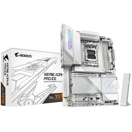 Материнская плата GIGABYTE X870E AORUS PRO ICE (AM5/AMD X870E/4xDDR5/3xPCI-Ex16/4xM.2/SB7.1/Wi-Fi/BT/GLAN/HDMI/ATX)