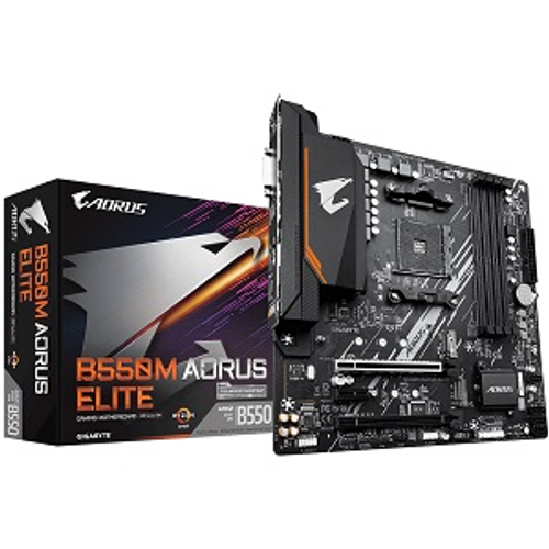Материнская плата GIGABYTE B550M AORUS ELITE (AM4/AMD B550/4xDDR4/2xPCI-Ex16/2xM.2/SB7.1/GLAN/DVI/HDMI/mATX)