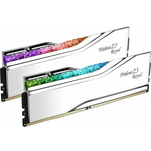 Модуль памяти DIMM DDR5 64Gb, 6400Mhz, 2x32Gb, G.Skill Trident Z5 Royal RGB Silver (F5-6400J3239G32GX2-TR5S)