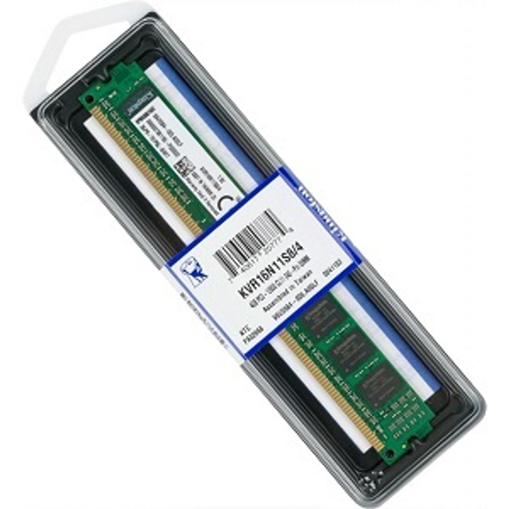 Модуль памяти DIMM DDR3 4Gb, 1600Mhz, Kingston (KVR16N11S8/4 (RET))
