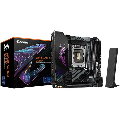 Материнская плата GIGABYTE Z890I AORUS ULTRA (LGA1851/Z890/2xDDR5/PCI-Ex16/2xM.2/SB7.1/Wi-Fi/BT/GLAN/DP/HDMI/Mini-ITX)