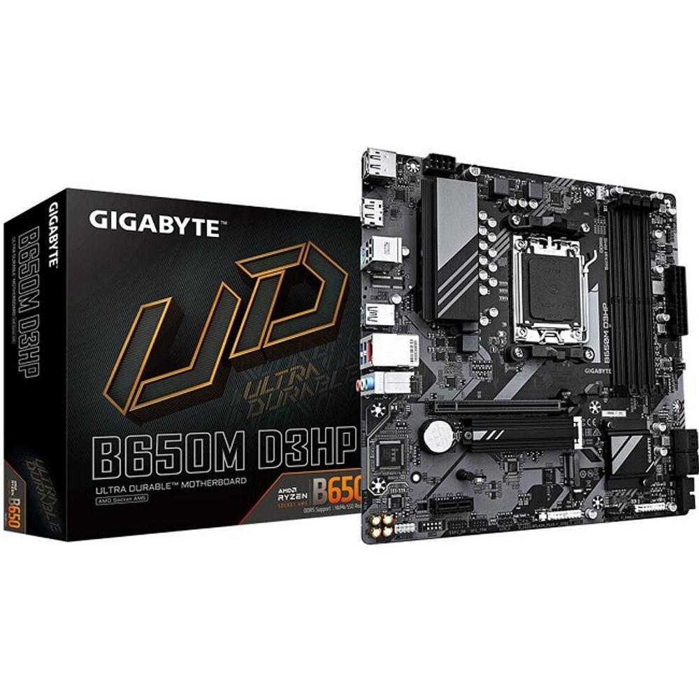 Материнская плата GIGABYTE B650M D3HP (AM5/AMD B650/4xDDR5/2xPCI-Ex16/2xM.2/SB7.1/GLAN/2xDisplayPort/HDMI/mATX)