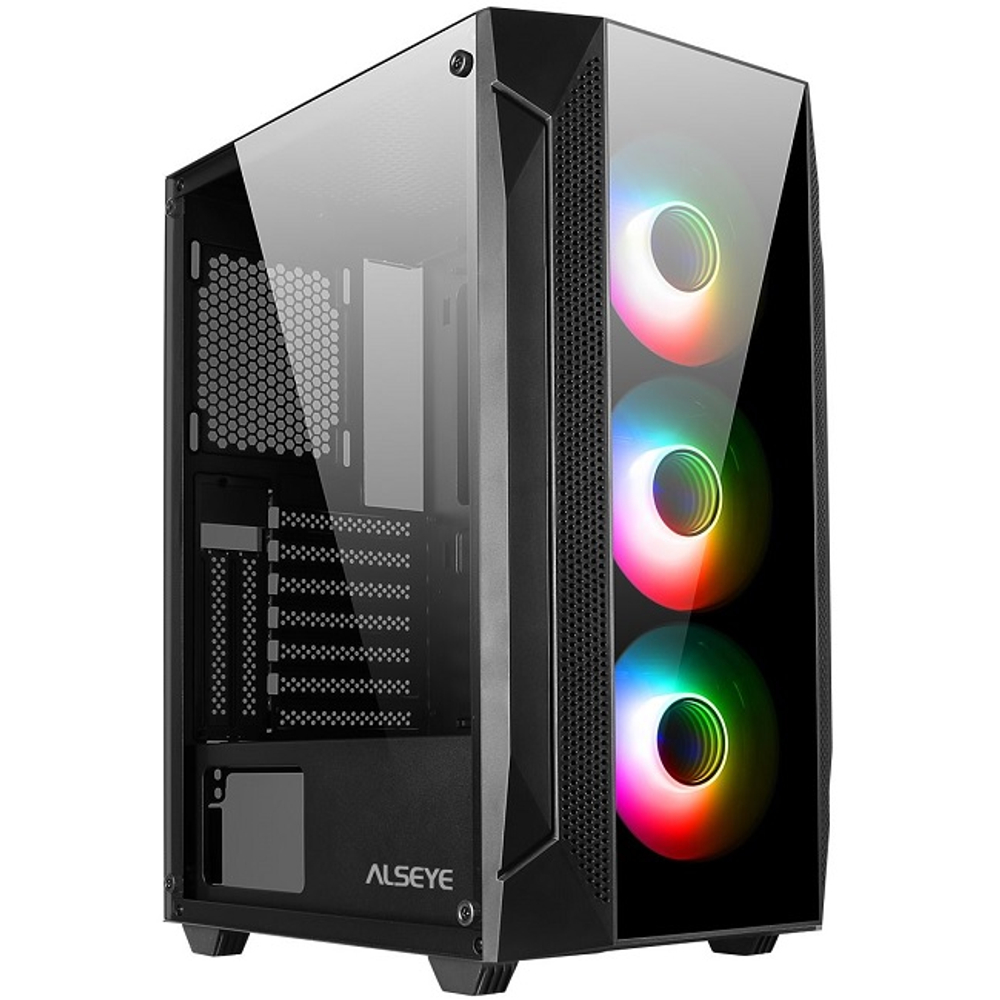 Корпус Midi-Tower ALSEYE Phantom 1.0-BK ARGB, ATX, черный (AS.07.0001)
